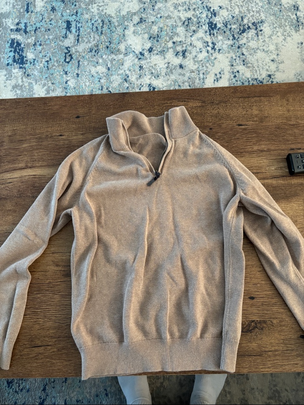 Boys Crewcuts Quarter-Zip Pullover Sweater in Beige